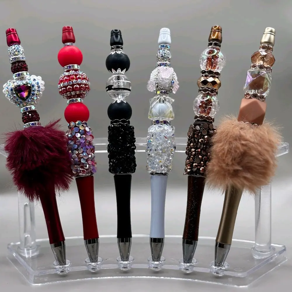 TOP THIS ACCESSORIES BEADABLE PENS AND KEYCHAINS - Sparkling Bling Pens with Colorful Beads & Keychains Set
