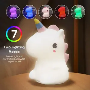 Unicorn Smart Touch Night Light, Color Changing Dream Theme Lamp, Lighting Modes Adjustable, Rechargeable Ambiance Light, Soft Lighting Bedside Lamp, USB Charging Room Decor Gift, Multifunctional Ambient Lights