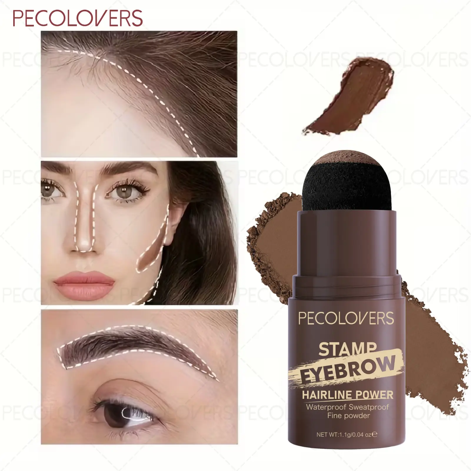 3-in-1 Eyebrow Stick/Hairline Shadow Powder Stick, Velvet Mist Makeup Effect, Feathery Brow Makeup for Daily Party, Eyebrow Hairline Face Contour