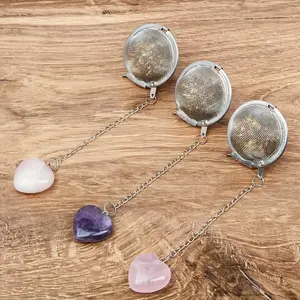Heart Shaped Crystal Tea Infuser, 1 Count Cute Tea Strainer, Stainless Steel Tea Making Tool for Home Office Use, Tea Lover Gift
