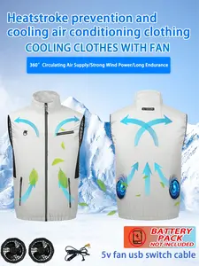 Men's Outdoor Casual Workwear Hooded Vest Jacket, Single Pack, Plain Color, Cooling Fan, Reflective Safety Vest, No Charger Included, Menswear, Gilet