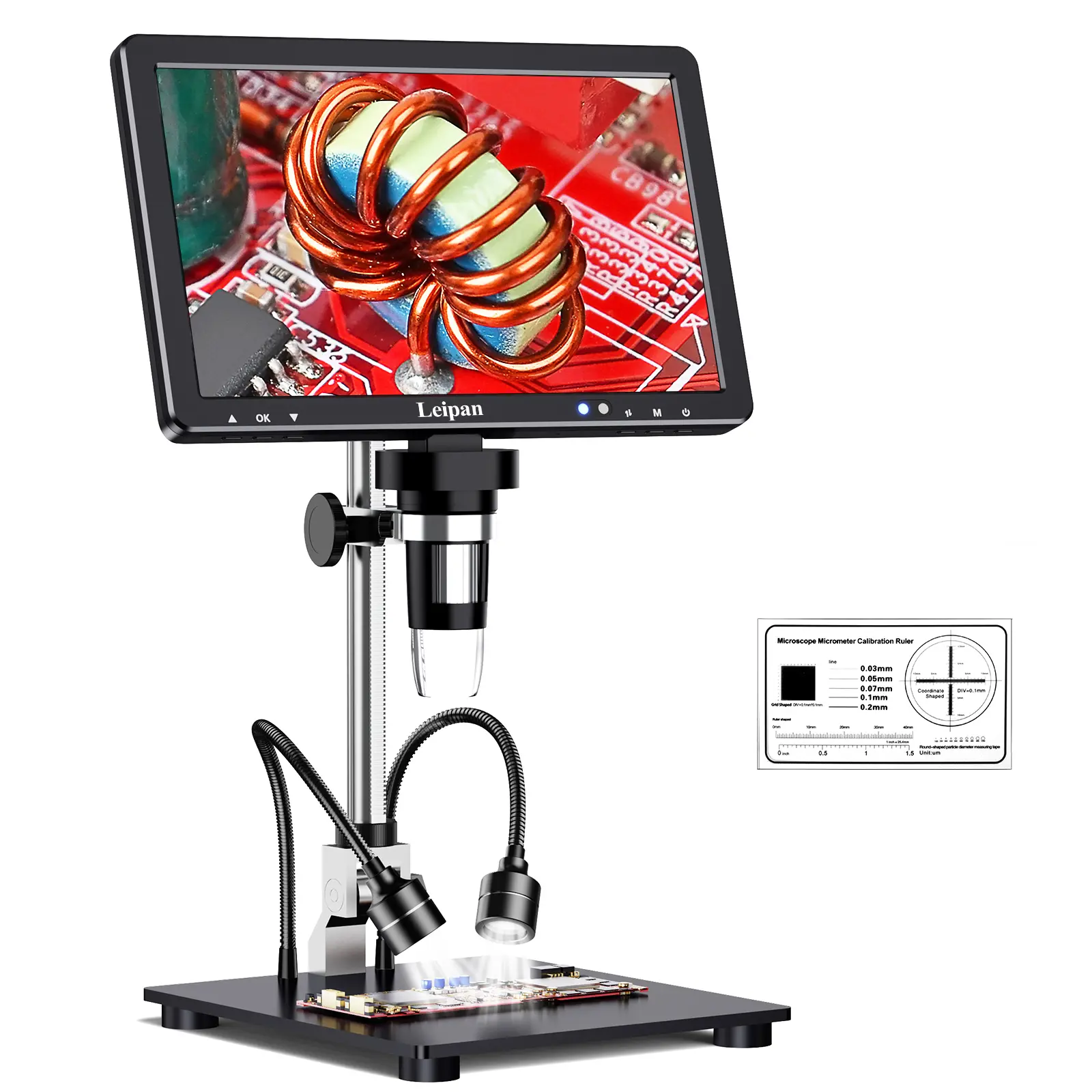 Aikokkl USB-Powered 10.1" LCD IPS Screen Digital Microscope - 2000X Magnification, 10 Lights, USB Port, HDMI Port - for Coin Inspection, Collectibles - Perfect Gift for Birthdays, Valentine's Day (Computers & Office Educational Supplies)
