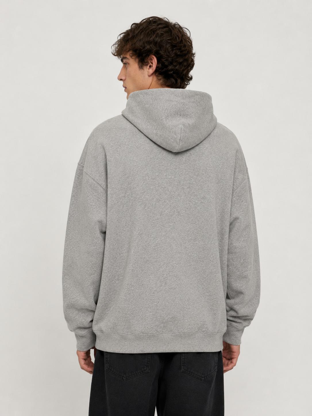 Men's Dark Gray Oversized Hoodie, Soft Casual Pullover with Kangaroo Pocket, Loose Fit Everyday Sweatshirt