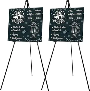 2 Pack 63" Easel Stand for Display Easels for Sign Artist Poster Wedding Signs Black Easel Floor Tripod Standing Poster Easel, Lightweight Metal Portable Welcome Board Stand | with Carry Bag