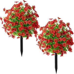 Artificial Flowers Fake Plants Outdoor Decorative Spring Decoration, UV Resistant Daisy Plastic Plant for Porch Garden Lawn