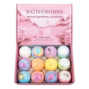 12-Pack Bath Bubble Bombs Set, Natural Essential Oils & Moisturizing Bath Salts, Gentle Cleansing, Daily Use, Ideal Gift for Women
