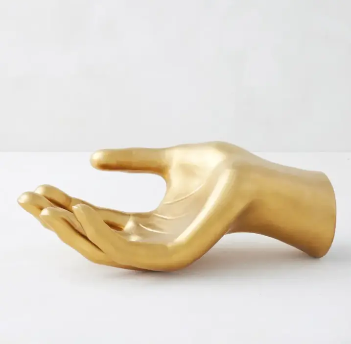 Z Gallerie Ceramic Hand Figurine - Gold Fluid Metal Design, Modern House Decor, Desktop Statue, Interior Decoration Accessory,dorm essentials