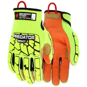 MCR Safety Size XL/2XL, ANSI Cut Lvl A9, Puncture Lvl 5, Abrasion Lvl 4, Cut & Puncture Resistant Gloves Kevlar Lining, Orange, Lime, Paired PD4900XL