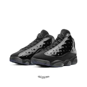 Black High-Top Retro Basketball Shoes with Patent Leather and Suede Upper, Black Midsole