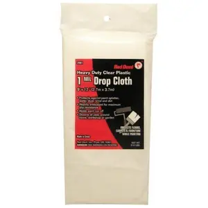 212 MAIN Heavy-Duty 9 ft. x 12 ft. 1.0 mil. Plastic Drop Cloth, Multi-Use Paint Guard, Paint Protection