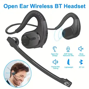 Wireless Headset with Removable Microphone, Noise Cancelling Wireless Headset for Phone Laptop Computer PC, Open Ear Headphones for Office Meeting Running Cycling Driving Working, Open Ear Earphones, Noise Cancellation Headphones, Audio