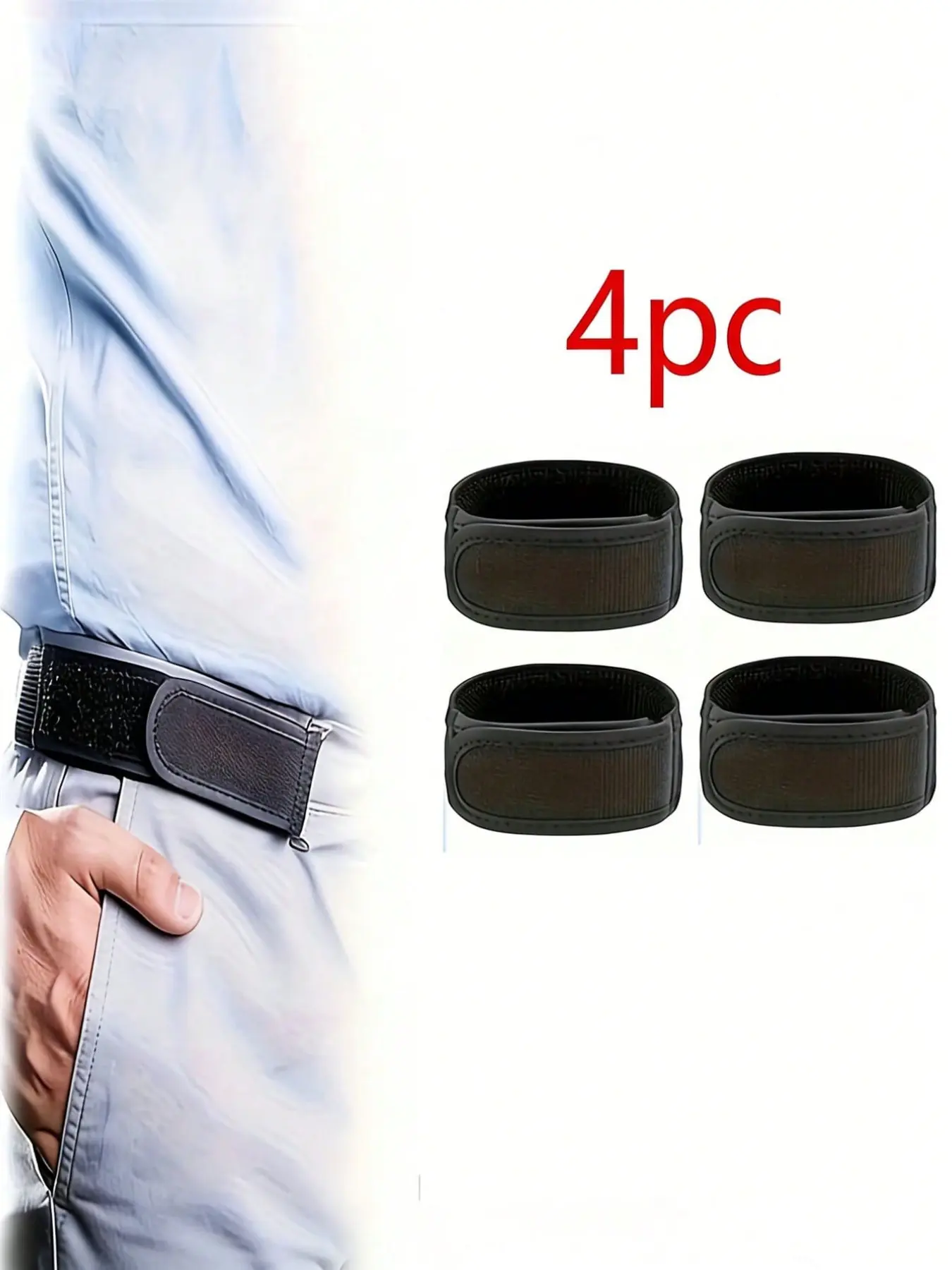 4pcs Men's and Women's Elastic Belts, Adjustable Invisible No Buckle Belts, Nylon, Casual Wear, Casual Style Belts, Standard Size, Comfortable Fit