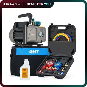 Orion Motor Tech AC Vacuum Pump and Gauge Set,1/4 hp 3.5 cfm Vacuum Pump Manifold Gauge Kit, 3 Hoses Adapters & Accessories for R134a R12 R22 R502,A/C Vacuum Pump Kit for Vehicle HVAC System, Limited Time Deal Automotive Maintenance Tools