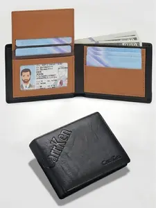 Men's Ultra-Thin RFID Blocking Leather Wallet, Trendy Wallet, Dual-Fold Simple Design, 2 ID Windows, Gift Box Packaging, Available in, Dark, Light
