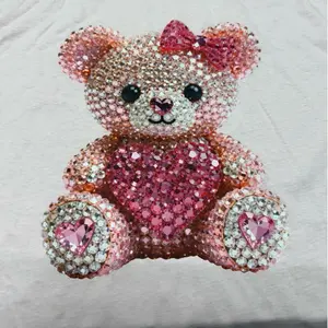 Pink rhinestone teddy effect shirt