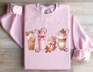 Vintage Coquette Pink Bow Cookie Tree Christmas Sweatshirt, Retro Cute Xmas holiday Shirt, Baking Bow Cake Unisex Crewneck Sweaters Gift
