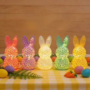 3D Printed LED Easter Hollow Rabbit Lamp, Festive Rabbit Party Decoration Ornament