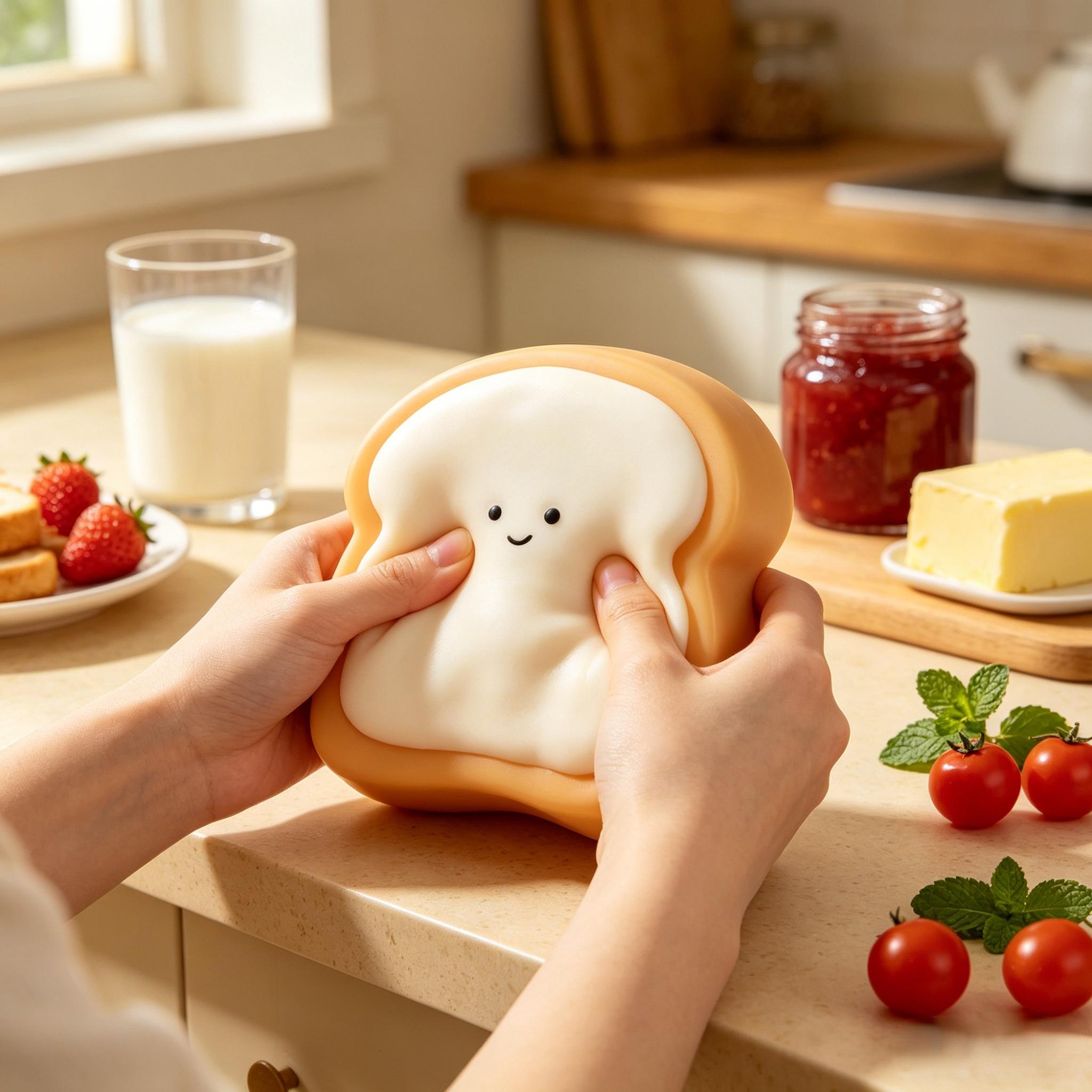 Cute Toast Slow Rising Squishy Toy, Super Soft Stress Relief Squeeze Toy for Office & Home, Kawaii Fidget Toy for Anxiety Relief, Perfect Gift for Kids & Adults Cute Toast Slow Rising Squishy Toy, Super Soft Stress Relief Squeeze Toy for Office & Home, Kawaii Fidget Toy for Anxiety Relief, Perfect Gift for Kids & Adults