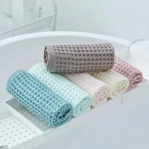 Waffle Cotton Face Towel – Soft Plaid Hand & Hair Shower Towel for Adults (34x74cm)