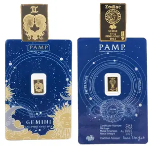 Gemini 1/2g Gold Bar Zodiac PAMP Suisse