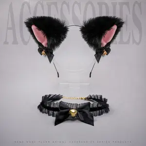 Christmas halloween Cute Fox Ear Design Headband & Bell Choker Set, 1 Set Cosplay Costume Accessories for Women & Girls, Fashion Accessories for Party, Twilight Masquerade, Daily Clothing Decor, Themed Headwear