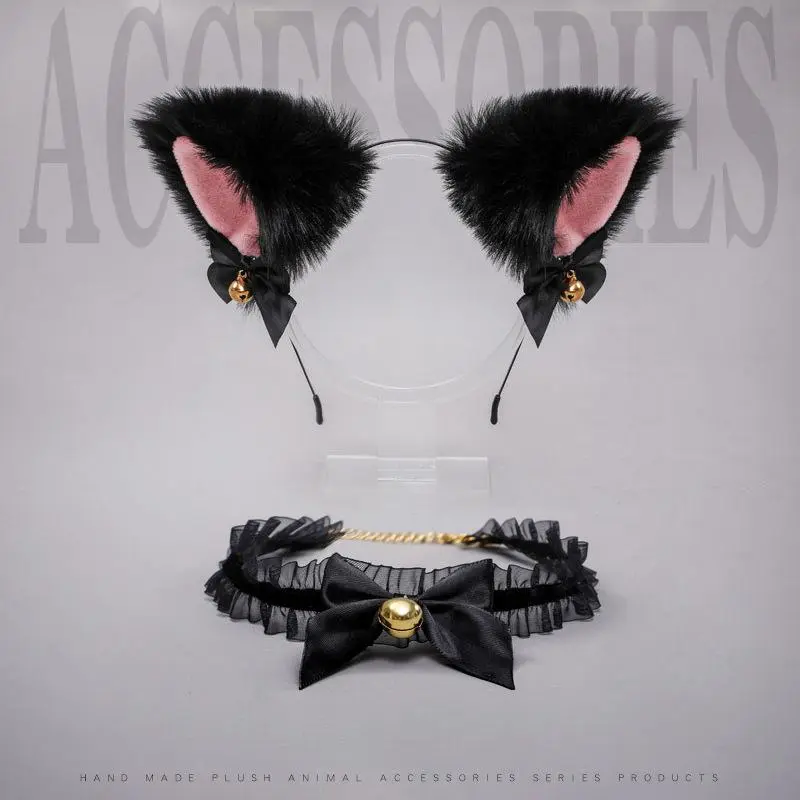Christmas halloween Cute Fox Ear Design Headband & Bell Choker Set, 1 Set Cosplay Costume Accessories for Women & Girls, Fashion Accessories, Party Accessory for Party, Twilight Masquerade, Daily Clothing Decor, Themed Headwear