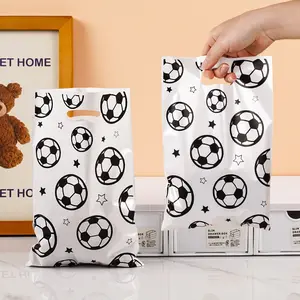 30/50/100 Pieces Sports Football Candy Cookie Packaging Bags, Fan Party Decoration, Plastic Storage Bags, Gift Wrapping Handle Bags