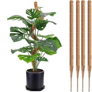 4 Pack 28 Inch Moss Pole, HOMEYA Coconut Coir Moss Pole for Plants Indoor, Bendable Plant Support for Climbing Plants, Plant Sticks Support Plant Stakes for Monstera & Potted Plants to Grow Upwards