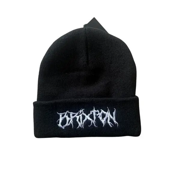 Void Hunter Watch Cap Black Beanie - 100% Premium Acrylic Yarn Super-Tight Knit Unisex Beanie with Metal-Inspired Brixton Embroidery Logo