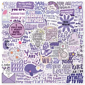50pcs Purple Motivational Stickers, Suitable for Scrapbooks, Diaries, Notebooks, Water Bottles, Cars and Other Faith-based Designs, Gifts with Positive Messages, Universal Car Sticker, Decal, Sticker Decals