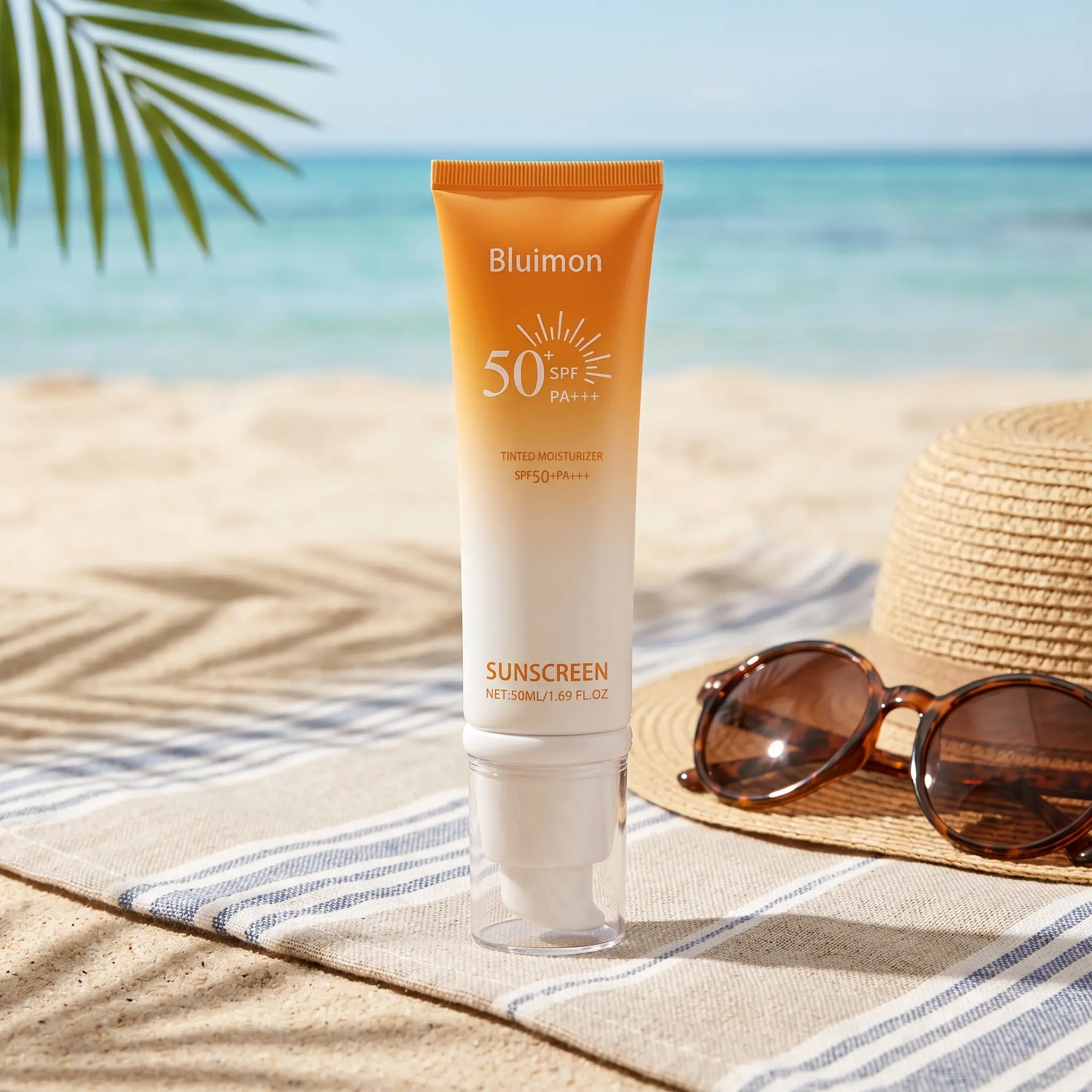 Tinted SPF 50 Moisturizer Sunscreen Cream - Broad Spectrum, Sunburn Prevention, Tanning Protection, Anti-Aging, Tone-Up, All Skin Types, Ideal for Summer Skincare