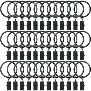 36 Pack Curtain Rings with Clips, Drapery Clips with Rings, Hangers Drapes Rings, Drapery Rings 1.26 inch, Fits up to 1 inch Diameter Curtain Rod, for Hanging Drapes Bows Hat and So On