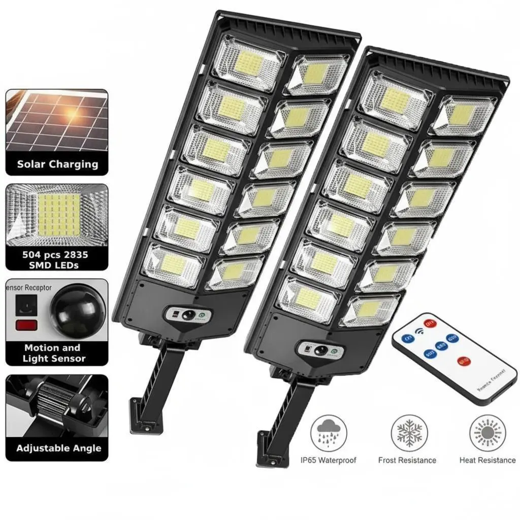 Solar-Powered LED Street Lamp - Solar Lights with Acrylic&Alum. Build,  Brightness Control, No Wiring for Terrace Home Improvement Lighting, Solar Power, No Wiring