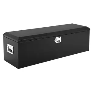 Garvee Black Steel Truck Bed Tool Box, Diamond Plate Tool Box with Side Handle and Lock Keys, Storage Toolbox Chest Box Organizer for Pickup, Truck Bed, RV, Trailer