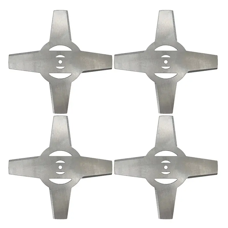 Garden Power Tool Accessories 4Pieces 5mm Metallic Blade 4Teeth for Electrical Grass Trimmer Brush Cutter Electric Lawn Mower Blades, Four-Tooth Grass Cutting Blades, Set of 4, Durable and Efficient, Ideal for Home Gardening