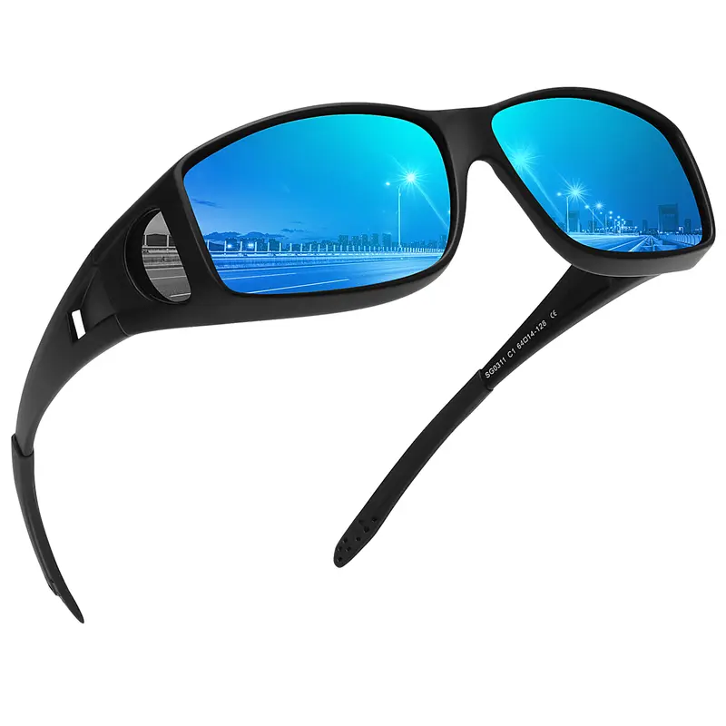MEETSUN Unisex Fit Over Glasses Sunglasses - Polarized PC Lenses, 99% UV400 Eye Defense, Y2K Full Rim Wrap-Around Frames, TR90 Impact Resistant, Reflected Light Elimination, Driving Eyewear for Women