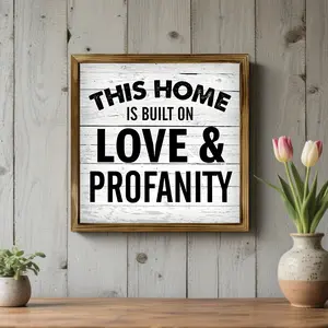 2D 1pc Modern Rustic Wooden Signs: This Home Is Built on Love, Wall Decorated Plaques for Living Room, Bedroom or Office, Inspired Quotes Displayed on Walls or Shelves