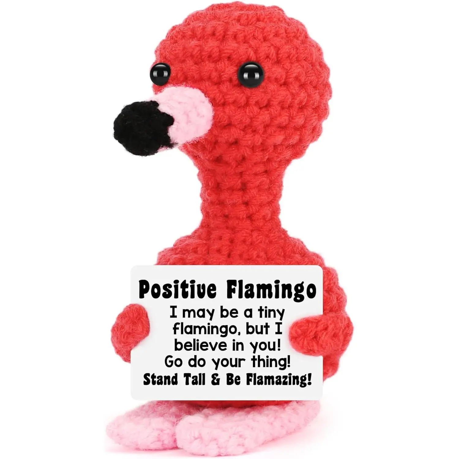 Mini Flamingo Birthday Gifts for Women, Back to School Gifts for Kids Teen College Friend Student First Day of School Gift, Positive Crochet Animals Emotional Inspirational Support Handmade Flamingo