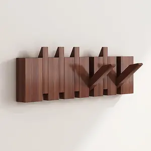 Colourtree Wooden Piano Coat Rack Wall Mount with Flip-Down Magnetic Hooks Modern Wall Art Coat & Hat Hanger for Hallways & Garages