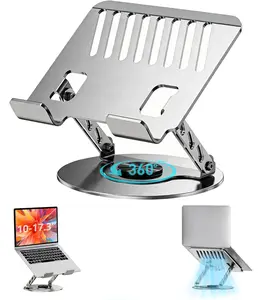 360° Rotating Aluminum Laptop Stand - Ergonomic Foldable Computer Riser for Desk