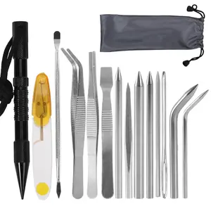 A Set of 14/12 Pcs Paracord Fid Set,Including Stainless Steel Knotter Tools,Marlin Spike Kit,Lacing Needles,Smoothing Tool for Leather or Paracord Work,Valentine's Day Gifts,DIY Hand Tools Kits