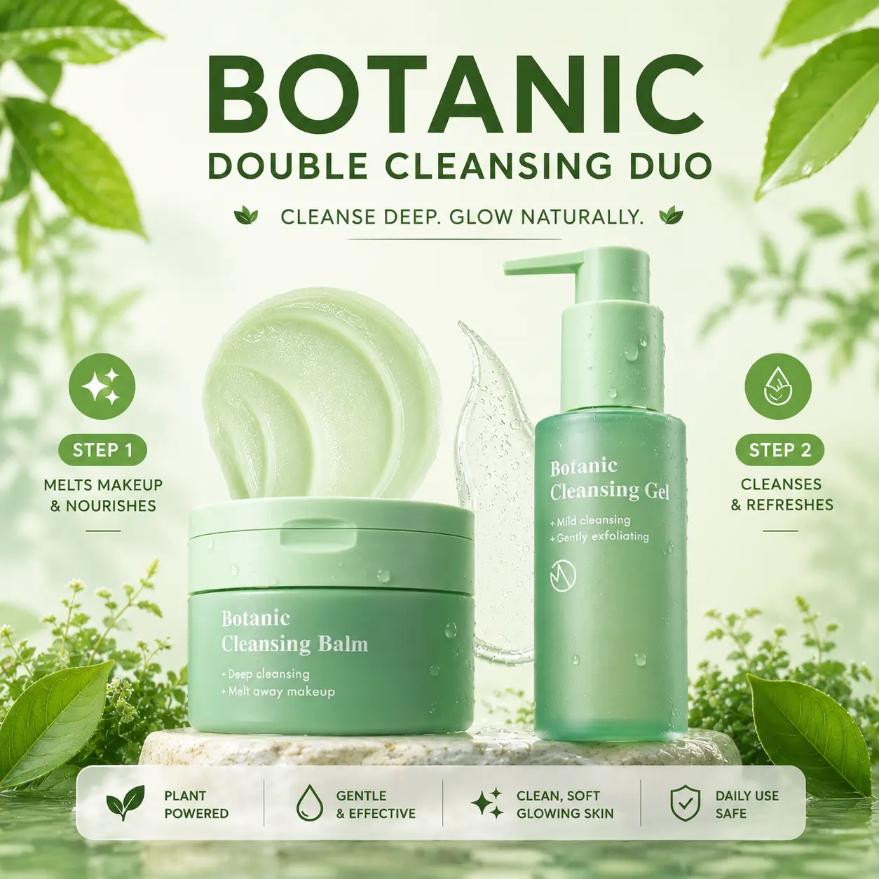 MADECA Double Cleansing Duo Botanic Cleansing Balm and Gel Skincare Kit Gentle Milky Cleanser Daily Derma