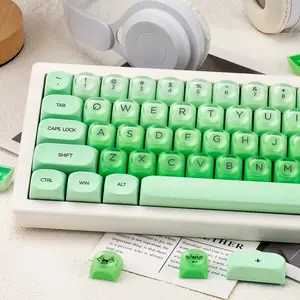 COOMICKEY MOA Profile PBT Keycaps 136 Keys Green Jelly Semi-Translucent Compatible with MX Switches for Cherry Gateron Mechanical Keyboard