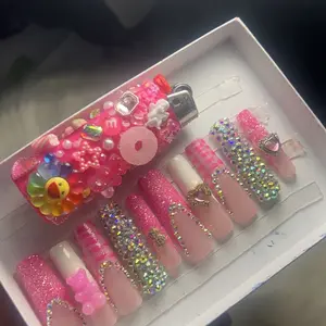 Custom Made Press Ons With Application Kit - Nail Art Kit