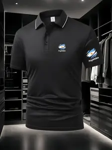 Men's Argentina National Flag Element Print Polo Shirt - Chest & Sleeve Double Print Design, Minimalist & Stylish, Soft & Comfortable Summer Short Sleeve, Casual Daily Top