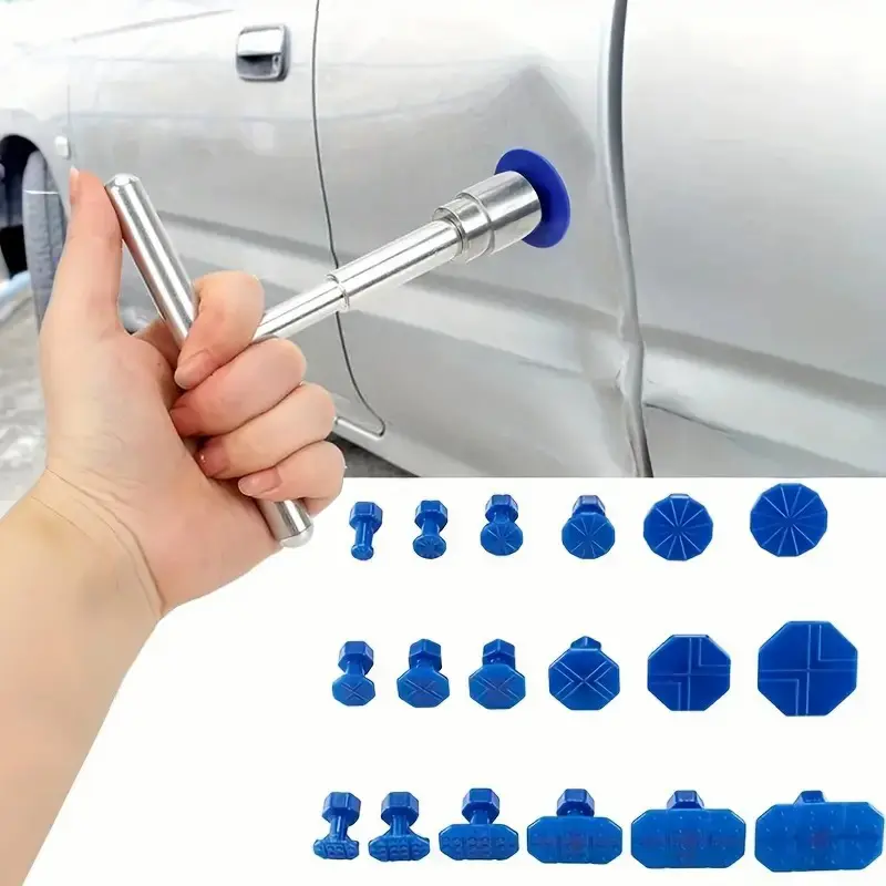 Automotive-Motorcycle Metal Dent Repair Puller Kit with 18 Plastic Films, Metal T-Handle, Compact and Portable Design, Pumping Function for Home Repairs, Local Warehouse Stock, Pulls Out Dents for General Motors Vehicles, Easy To Use