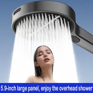 5.9-inch super large panel handheld showerhead features four water modes. lt provides a powerful water flow that envelops your entire body and comes with a bracket and a 59in’ soft hose,silver a