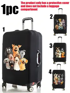 1 luggage cover with a set of Cartoon puppy patterns, dust cover, tire cover, and other protective covers, foldable, breathable, a household essential, suitable for travel and home use