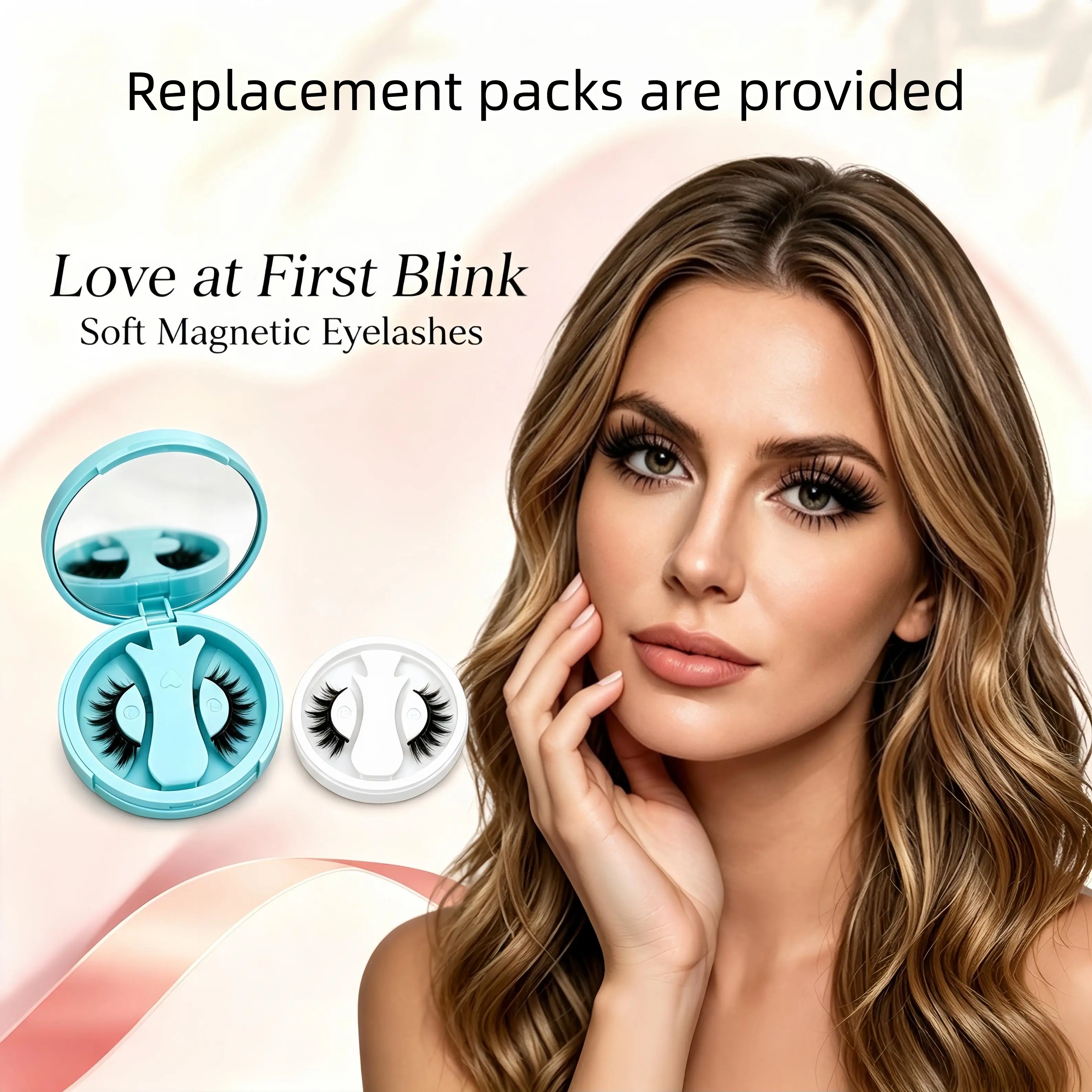 Newly upgraded magnetic eyelashes—includes replacement pairs and a compact mirror; reusable and perfect for beginners. Easy to apply for a natural look.