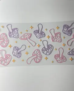 C57- Colorful pastel mushrooms, and stars 16OZ UV DTF Transfer Wrap/Sticker for Cup/Tumbler